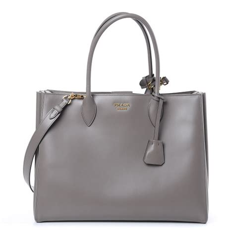 PRADA City Calfskin Bibliotheque XL Tote Argilla Talco 439071 